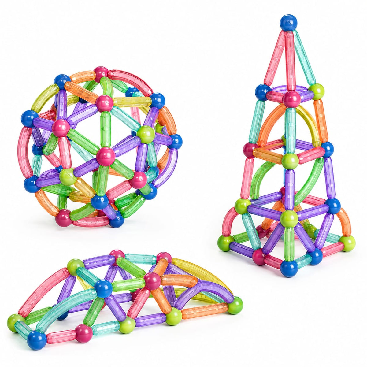 Jeu de Construction Magnétique Transparent 82 Pièces – Barres et Boules
