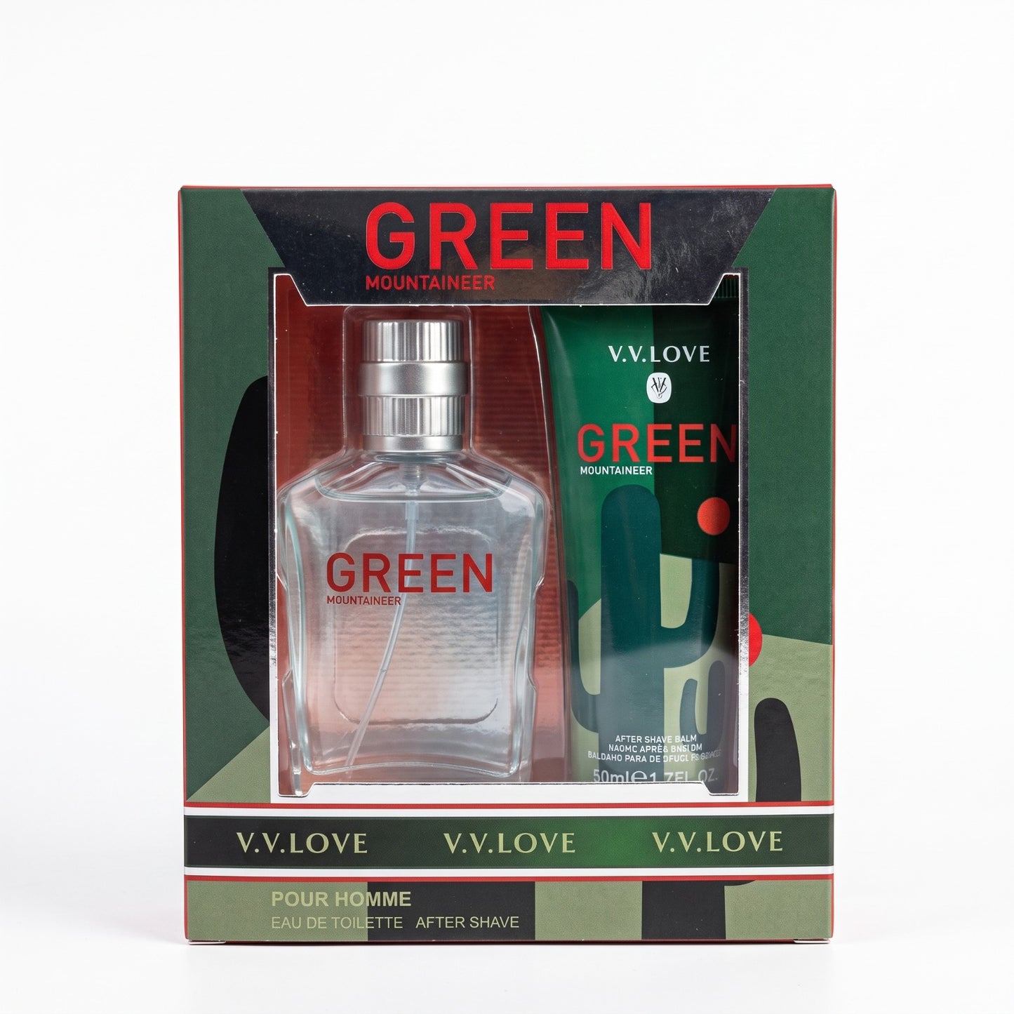 Coffret Cadeau Parfum Homme "Green Mountaineer" V.V.LOVE | Eau de Toilette & Baume Après-Rasage