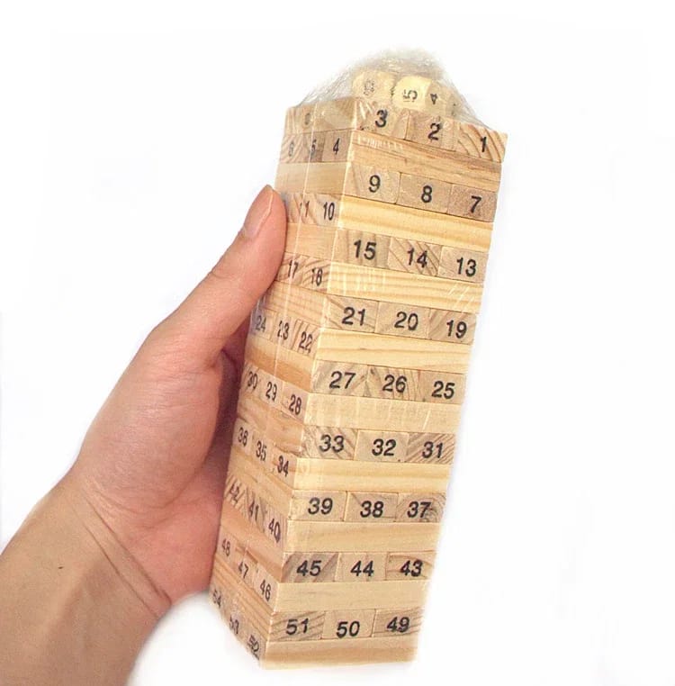 Jeu d'Équilibre en Bois "Tour Infernale" avec Blocs Numérotés | Jeu de Société Classique