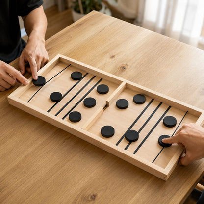 Jeu de Palets Rapide en Bois Foosball Winner – Jeu de Réflexes pour 2 Joueurs