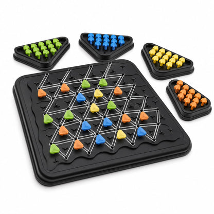 Jeu de Stratégie des Triangles avec Élastiques – 2 à 4 Joueurs