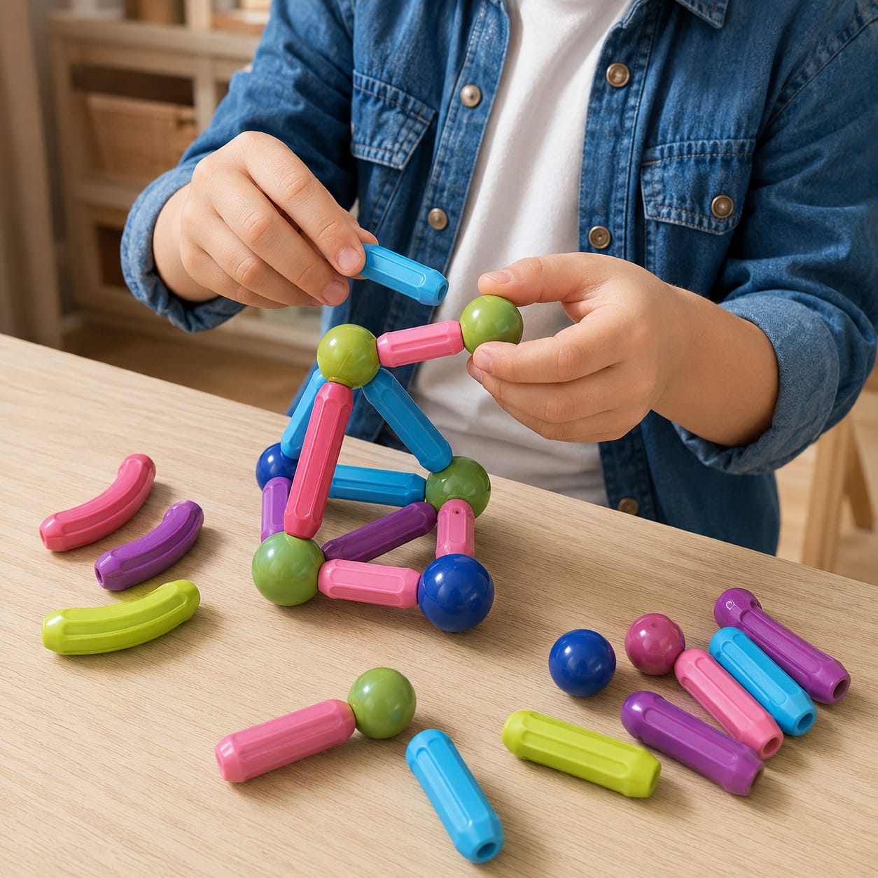 Jeu de Construction Magnétique 36 Pièces – Barres et Boules dès 3 Ans Description du produit