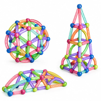 Jeu de Construction Magnétique Transparent 82 Pièces – Barres et Boules