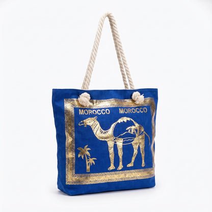 Sac Cabas Morocco en Toile avec Anses en Corde – Élégant, Spacieux et Authentique