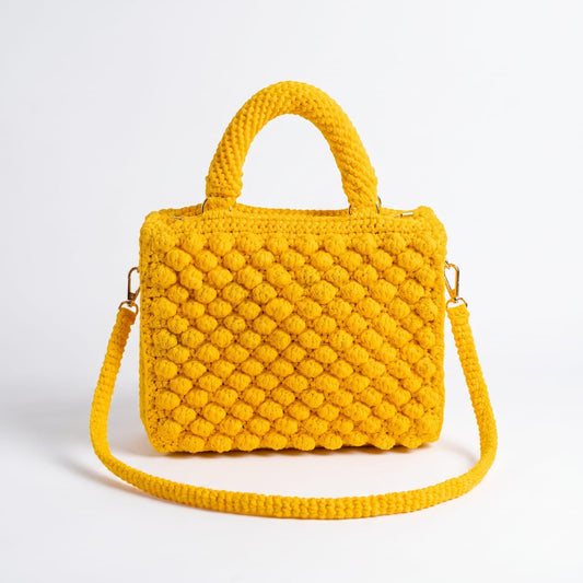 Sac à Main Femme en Crochet Texturé – Poignées Tressées et Bandoulière Amovible