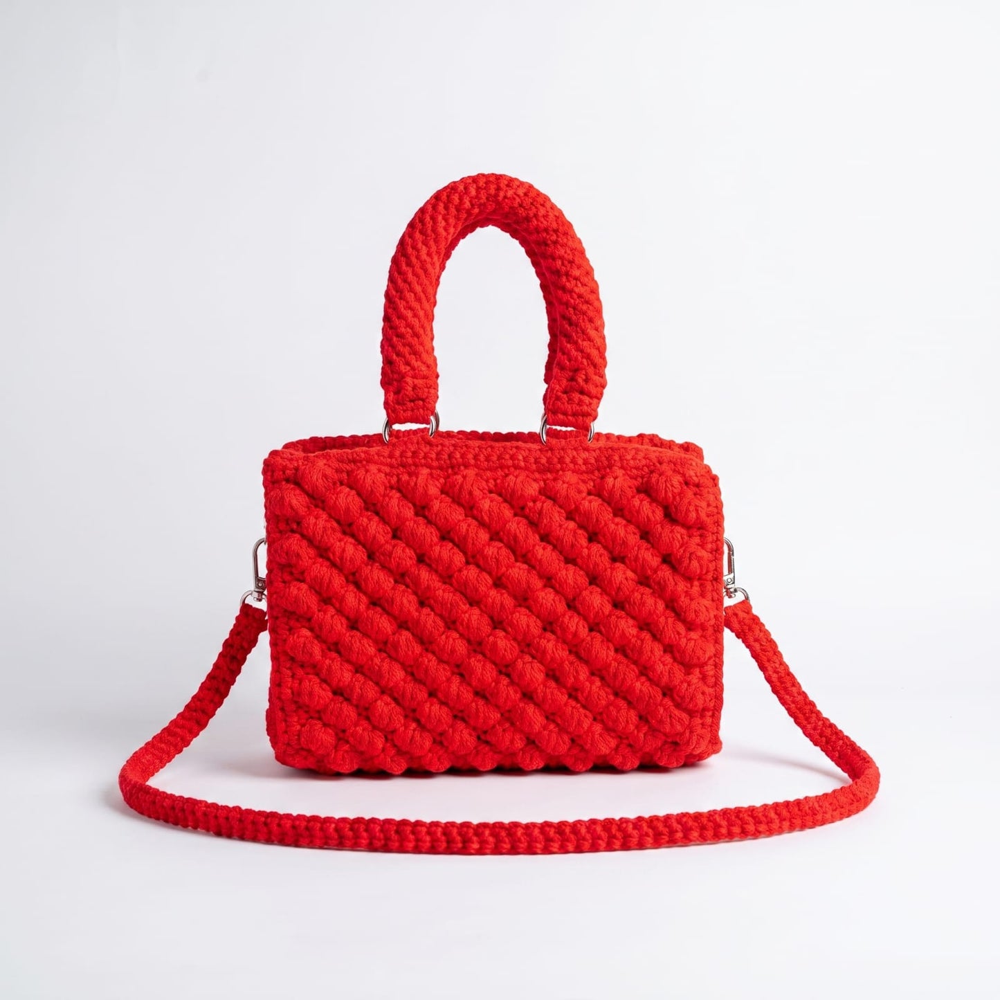 Sac à Main Femme en Crochet Texturé – Poignées Tressées et Bandoulière Amovible