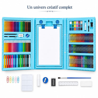 Mallette de Dessin Enfant 208 Pièces avec Chevalet Intégré – Super Mega Art Set Description du produit