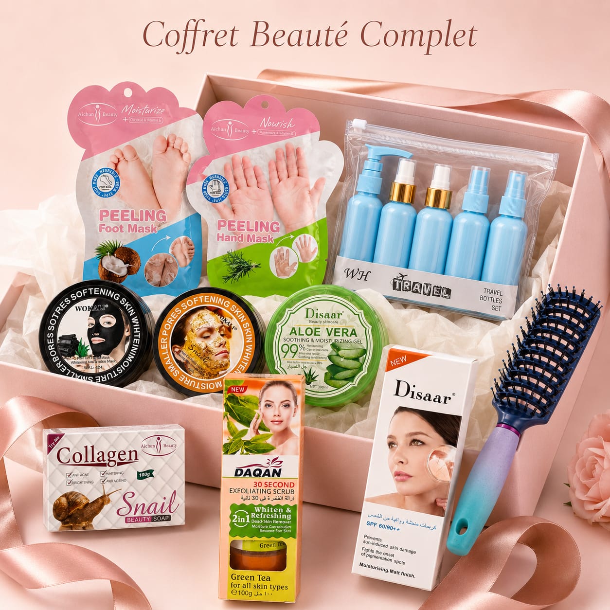 Coffret Rituel Beauté Femme – 10 Essentiels pour le Visage, les Mains, les Pieds, les Cheveux et le Voyage