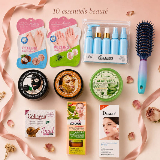 Coffret Rituel Beauté Femme – 10 Essentiels pour le Visage, les Mains, les Pieds, les Cheveux et le Voyage