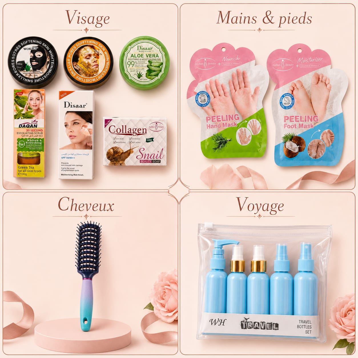 Coffret Rituel Beauté Femme – 10 Essentiels pour le Visage, les Mains, les Pieds, les Cheveux et le Voyage