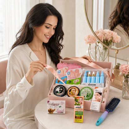 Coffret Rituel Beauté Femme – 10 Essentiels pour le Visage, les Mains, les Pieds, les Cheveux et le Voyage