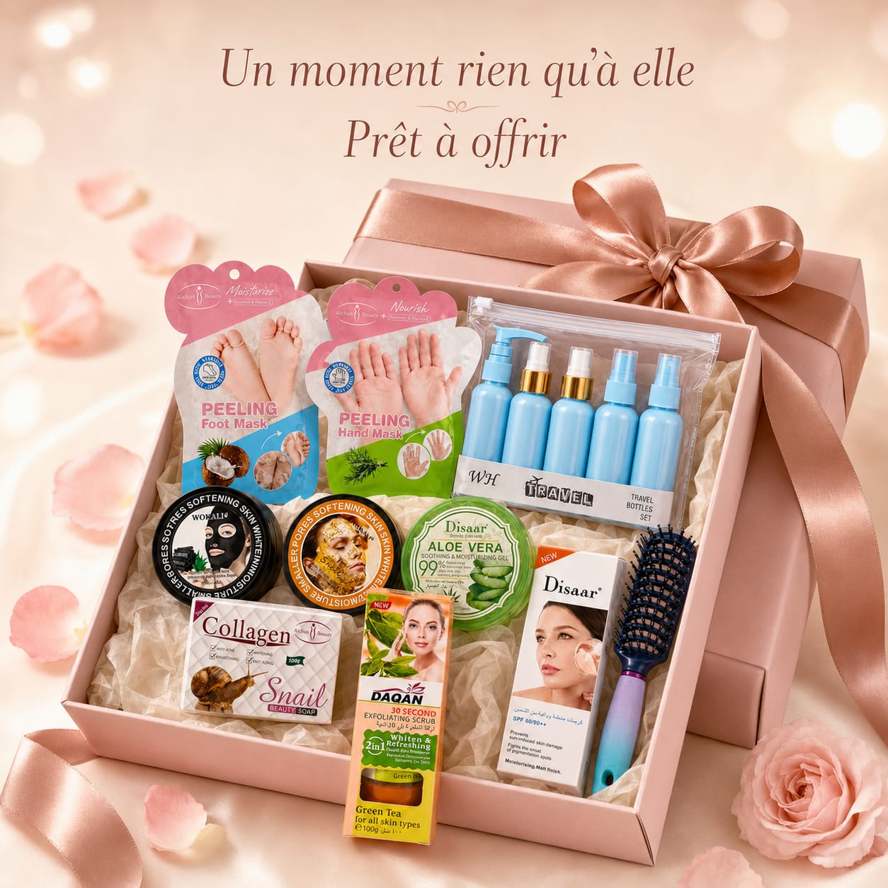 Coffret Rituel Beauté Femme – 10 Essentiels pour le Visage, les Mains, les Pieds, les Cheveux et le Voyage