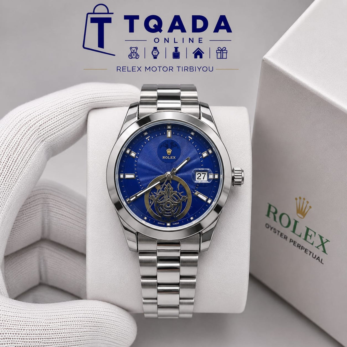 Montre Homme Luxe Style Relex Motor Tirbiyou–Bracelet Acier Inoxydable