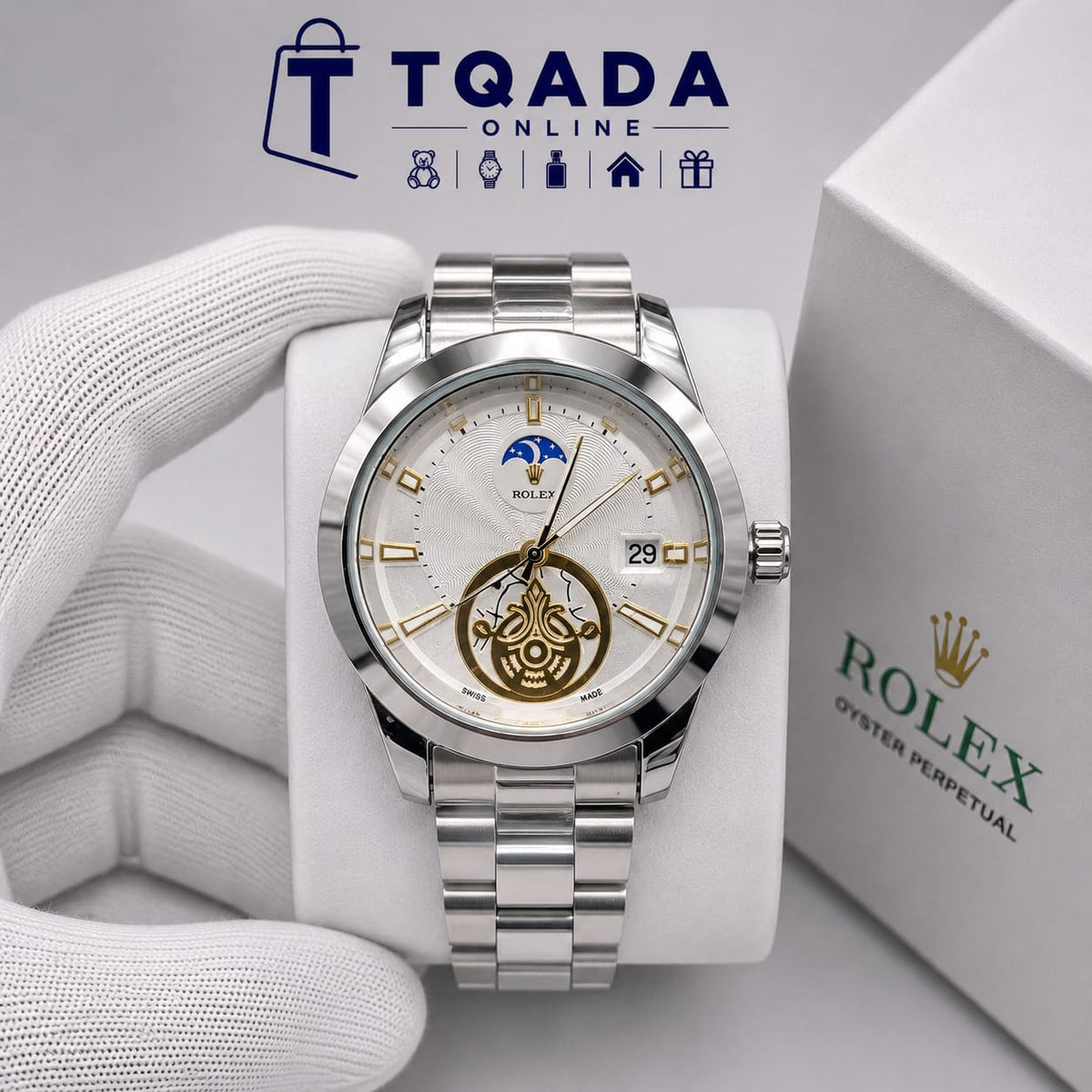 Montre Homme Luxe Style Relex Motor Tirbiyou–Bracelet Acier Inoxydable