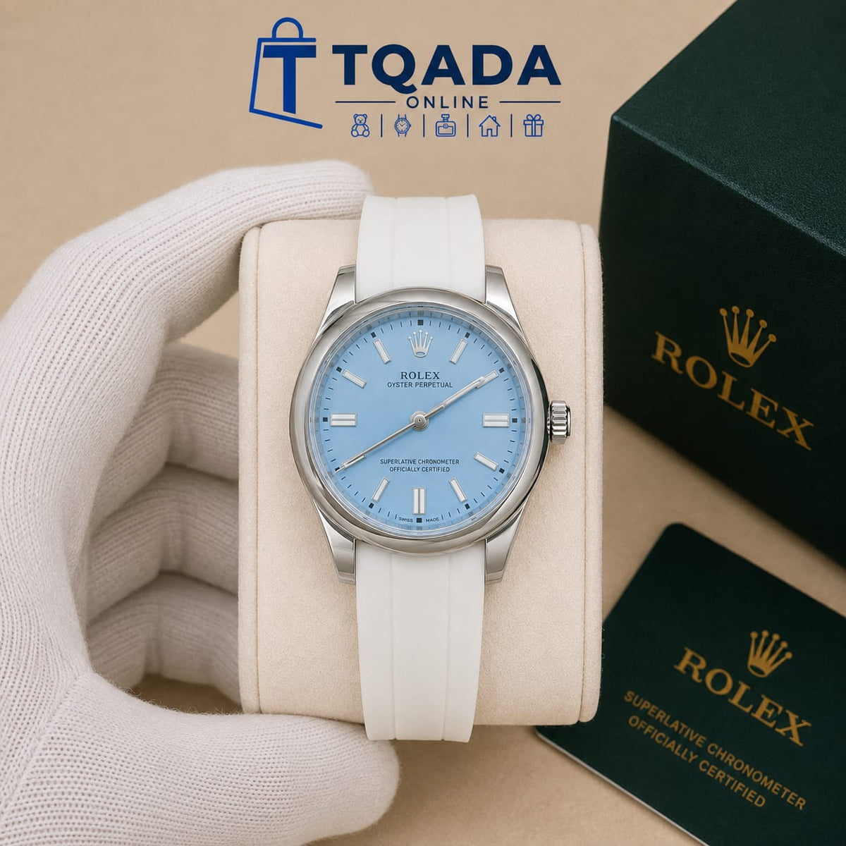 ROLEX Oyster Perpetual – Montre Automatique à Bracelet Silicone pour Homme