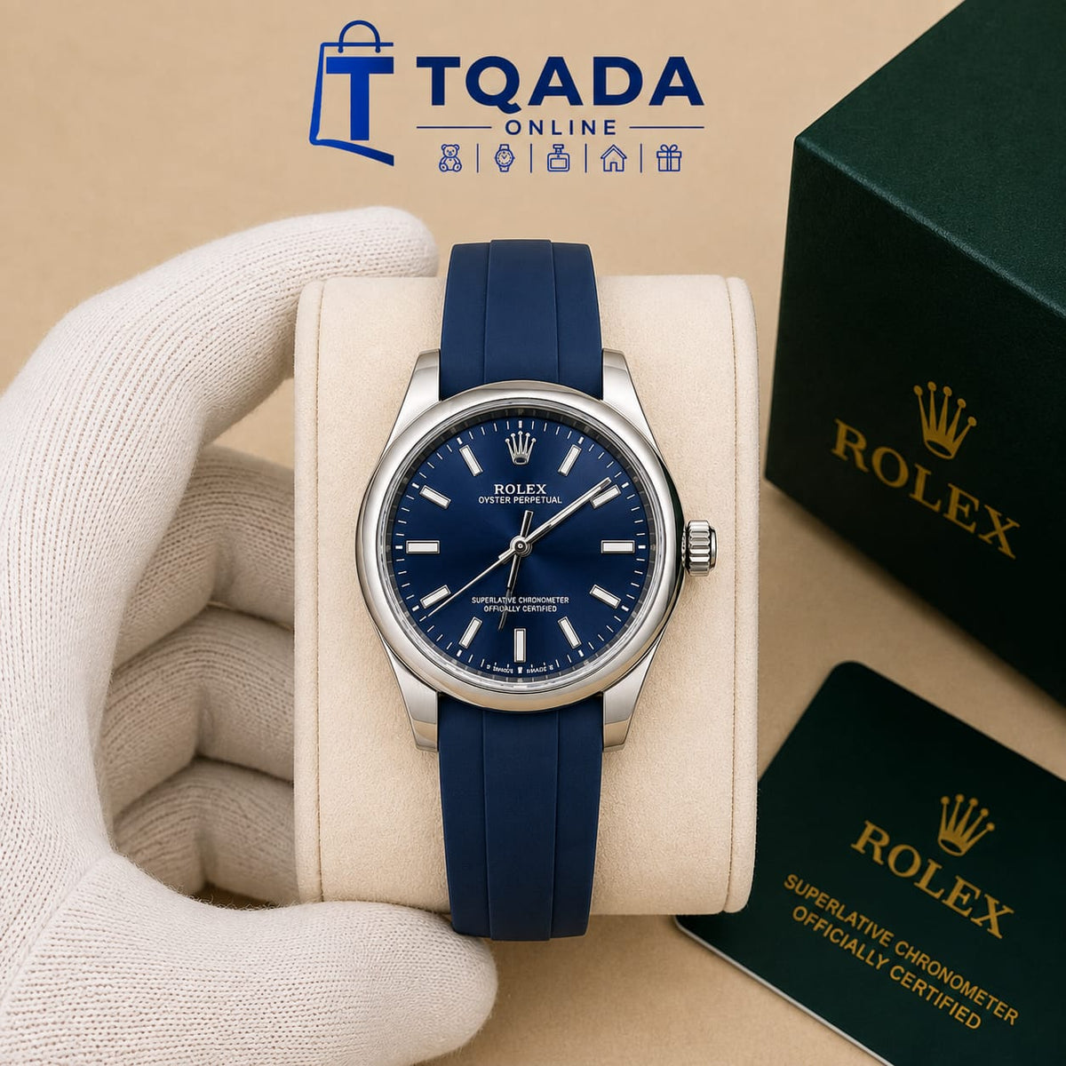 ROLEX Oyster Perpetual – Montre Automatique à Bracelet Silicone pour Homme