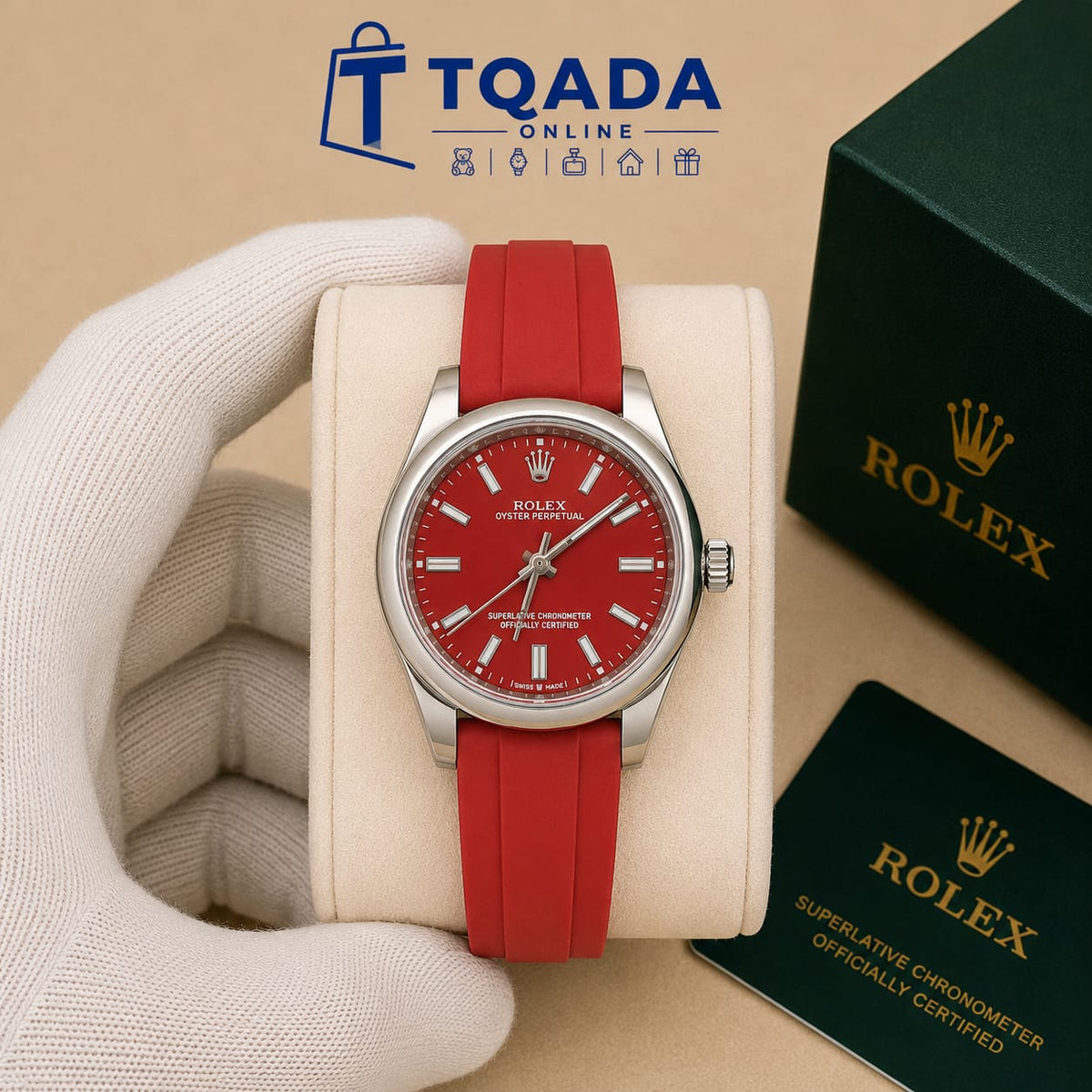 ROLEX Oyster Perpetual – Montre Automatique à Bracelet Silicone pour Homme