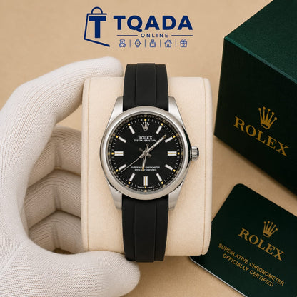 ROLEX Oyster Perpetual – Montre Automatique à Bracelet Silicone pour Homme
