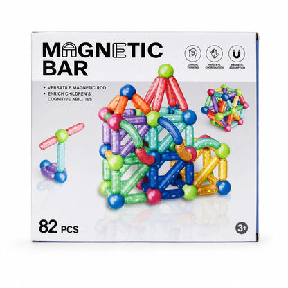 Jeu de Construction Magnétique Transparent 82 Pièces – Barres et Boules